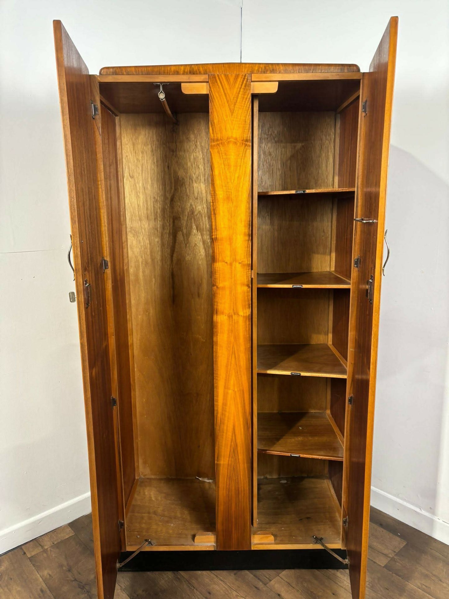 1950's Vintage Walnut Gents Wardrobe