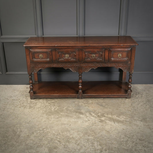Rustic Oak Carved Antique Sideboard