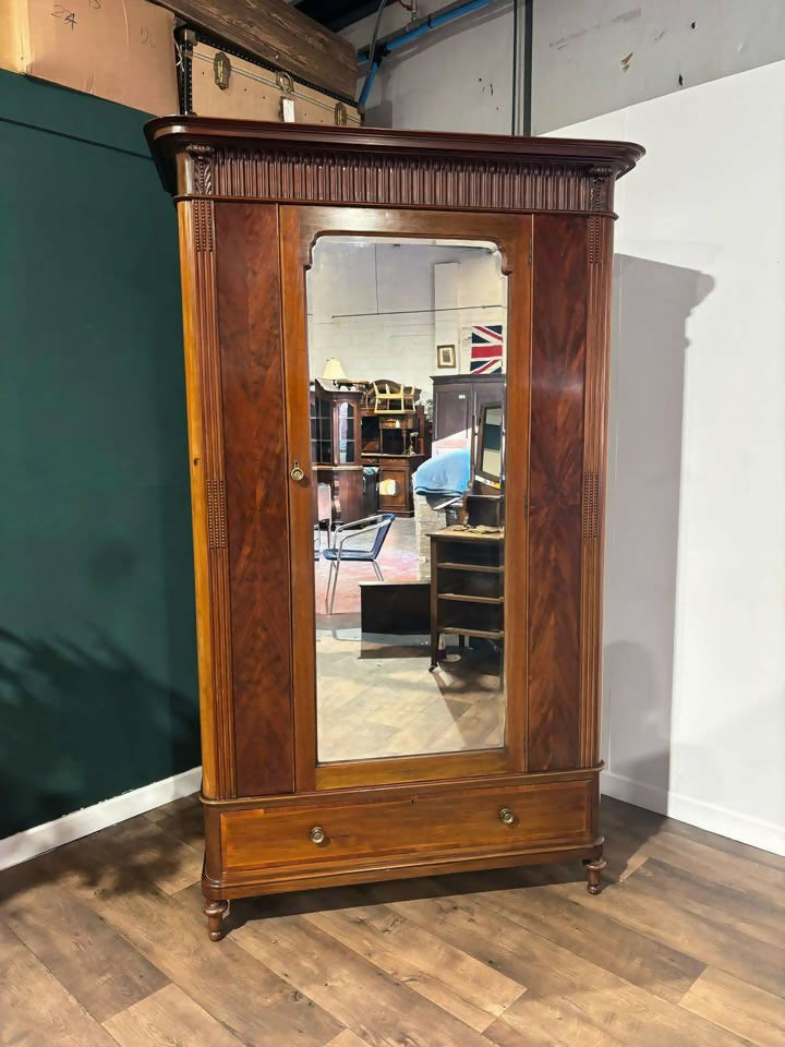 Antique Continental Walnut & Mahogany Wardrobe5