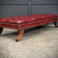Large Red Buttoned Leather Footstool