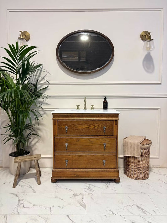 Oak Bureau Vintage Vanity Unit