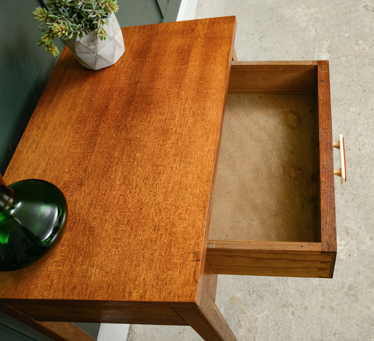 Mid Century Teak Console Table Side Table with Red Handle - 1960s
