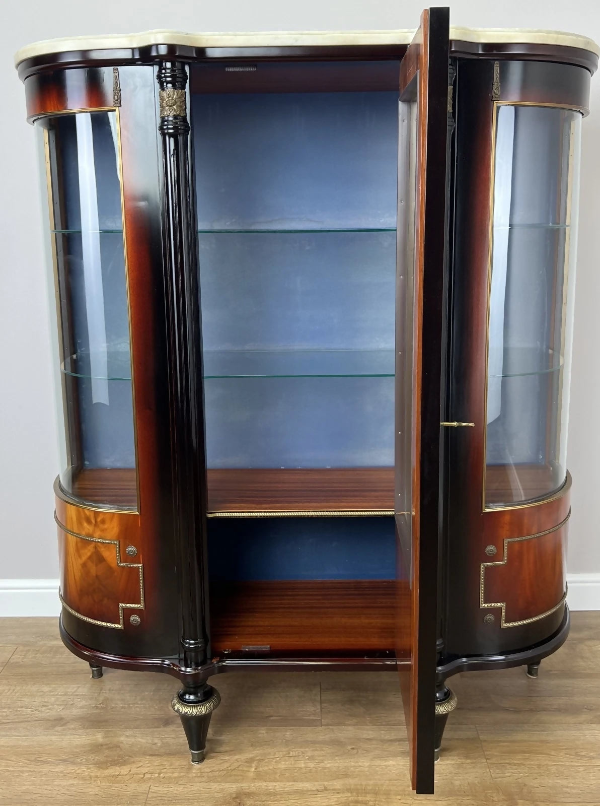Cabinet Vintage French Style Empire Display Cabinet Marble Top Glass LOT 4977