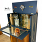 SOLD commissions available Navy Blue and Gold Art Deco Walnut Drinks Cabinet, cocktail cabinet, bar, sideboard, refurbished