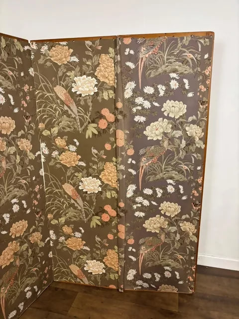 Vintage Four Panel Folding Bedroom Screen / Room Divider