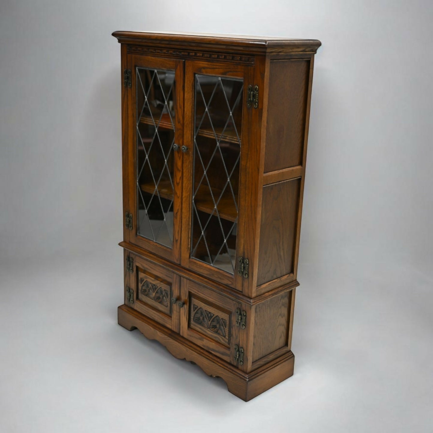 Old Charm Vintage Display Cabinet Bookcase 2 Shelves Carvings FREE UK Delivery
