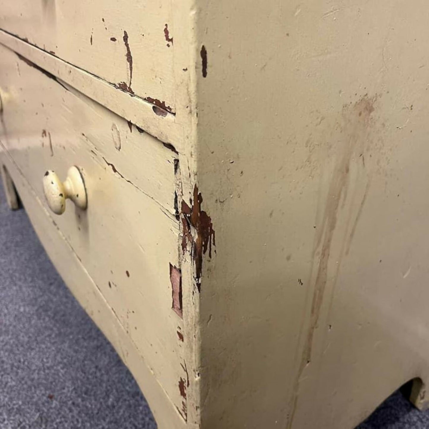 Vintage Early 20thC Rustic Painted Chest of 2 Over 3 Drawers Great Patina