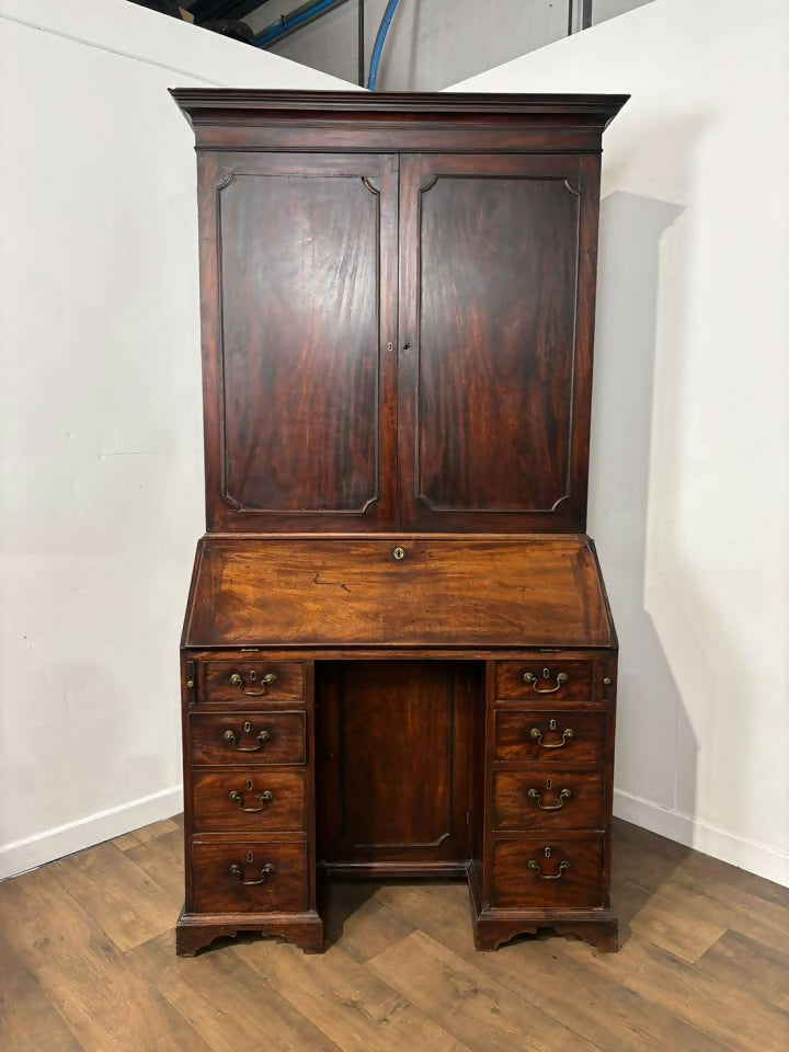 Georgian Mahogany Kneehole Bureau Bookcase