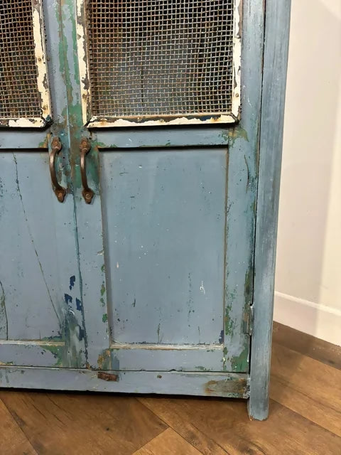 Reclaimed Indian Blue Distressed Cupboard