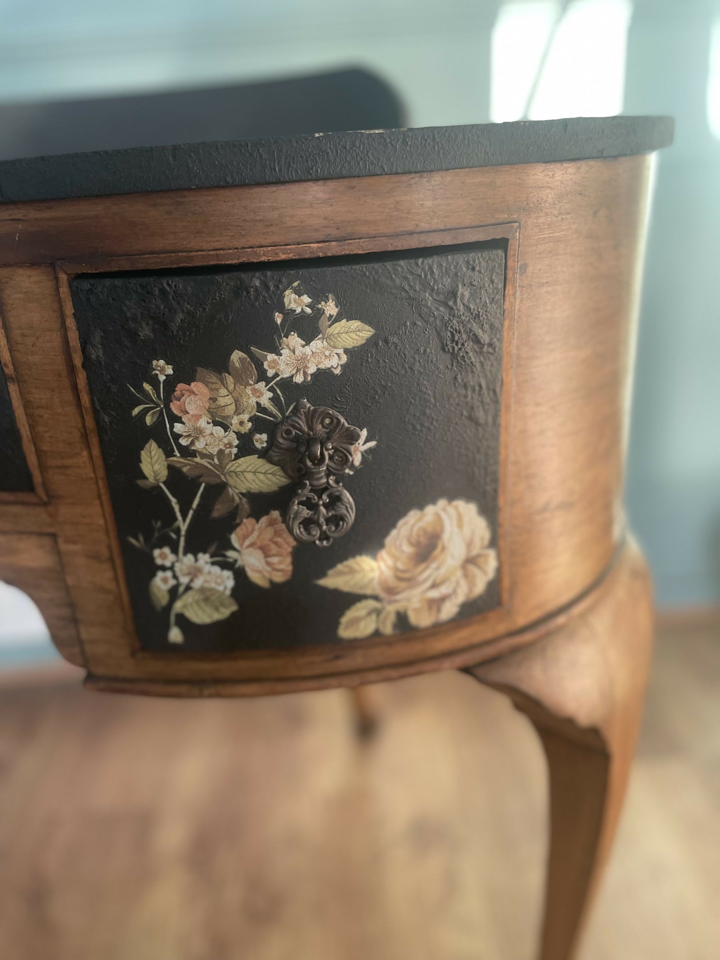 Amoire French Dressing Table Black Floral Designer