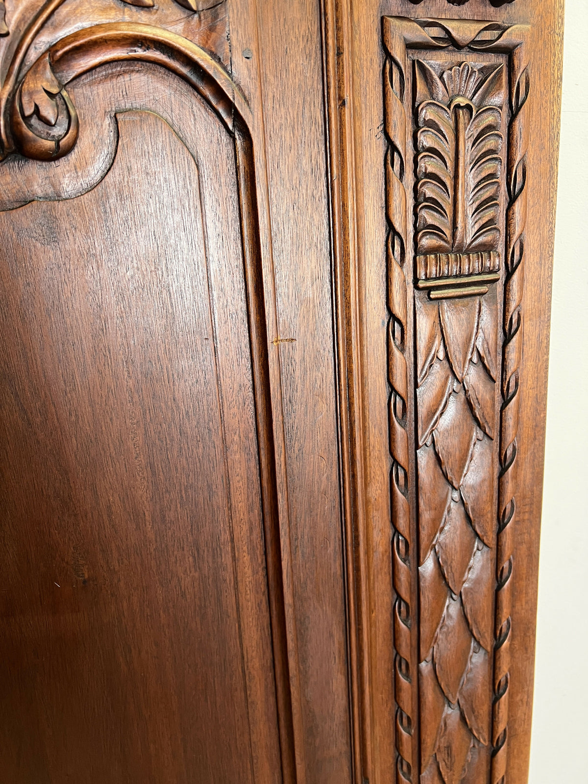 Wardrobe Antique French Style Walnut Two Door Carved Armoire LOT 6499