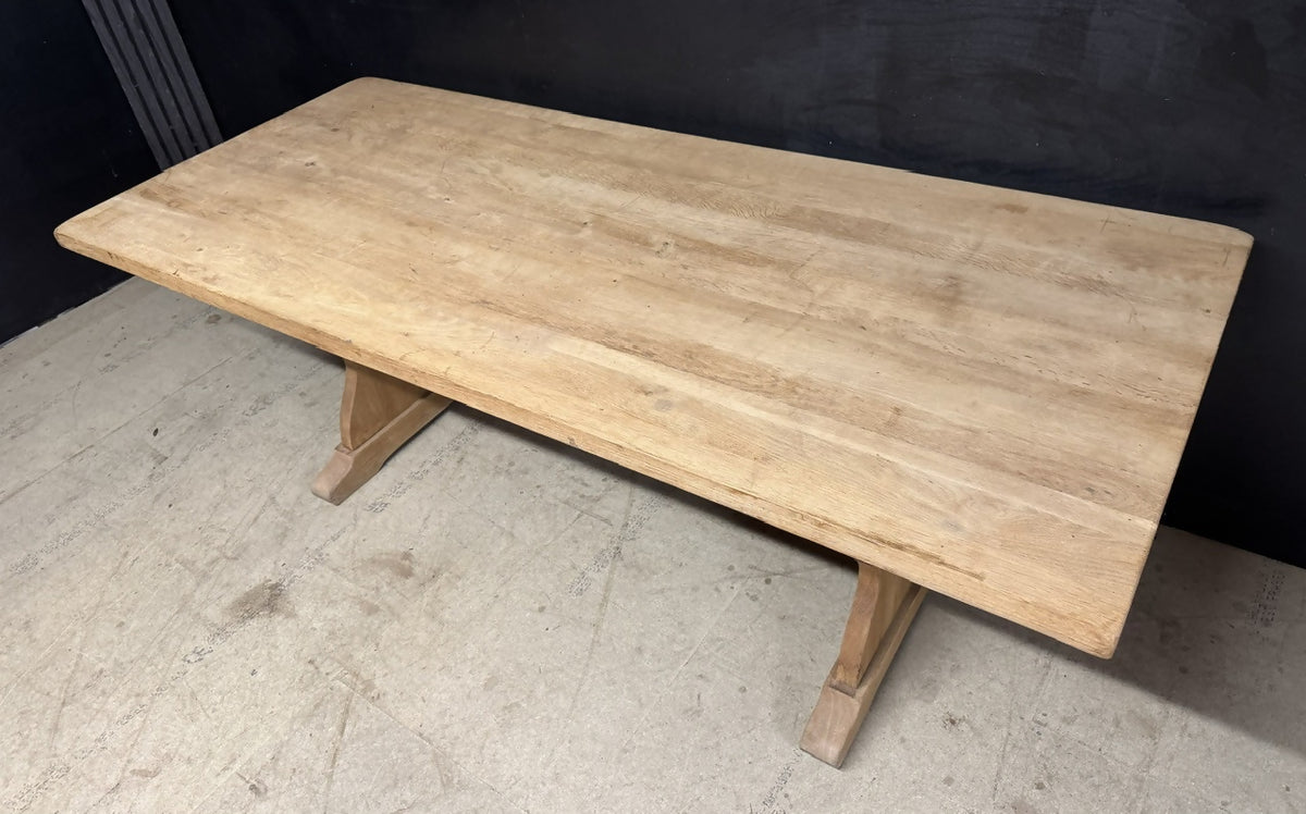 French Bleached Oak Farmhouse Dining Table