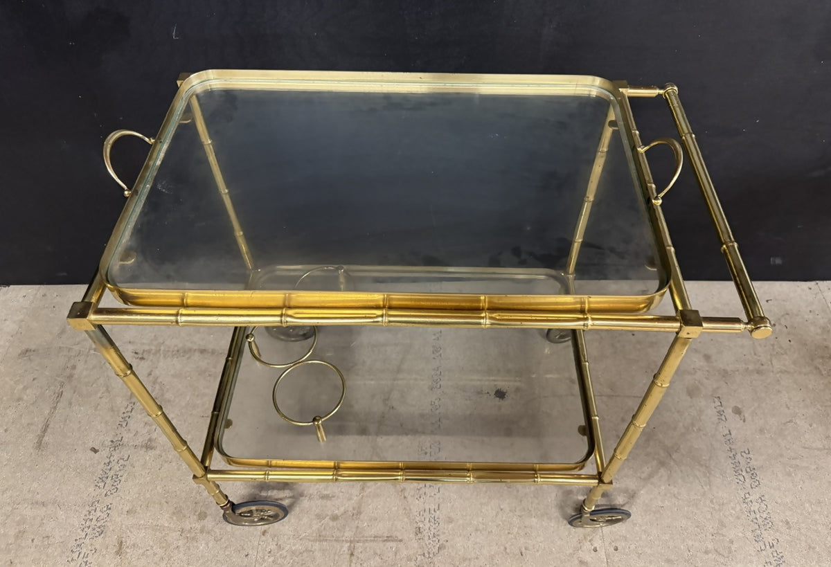 French Brass Faux Bamboo Cocktail Trolley