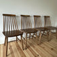 Vintage Set of 4 Mid Century Ercol Style Dining Chairs Stick Back Elm Chairs
