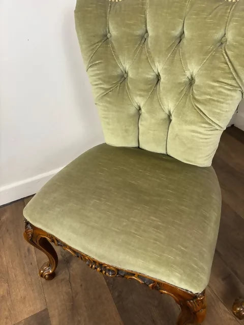 Pair Of Reproduction Upholstered Bedroom Chairs