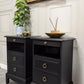Black Stag Minstrel Pair Of 2 Drawer Narrow Bedside Tables