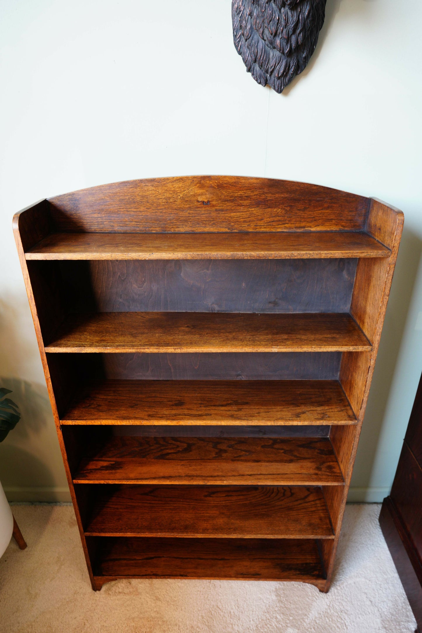 Vintage Slim Open Bookcase In Solid Oak – United Kingdom, C.1910