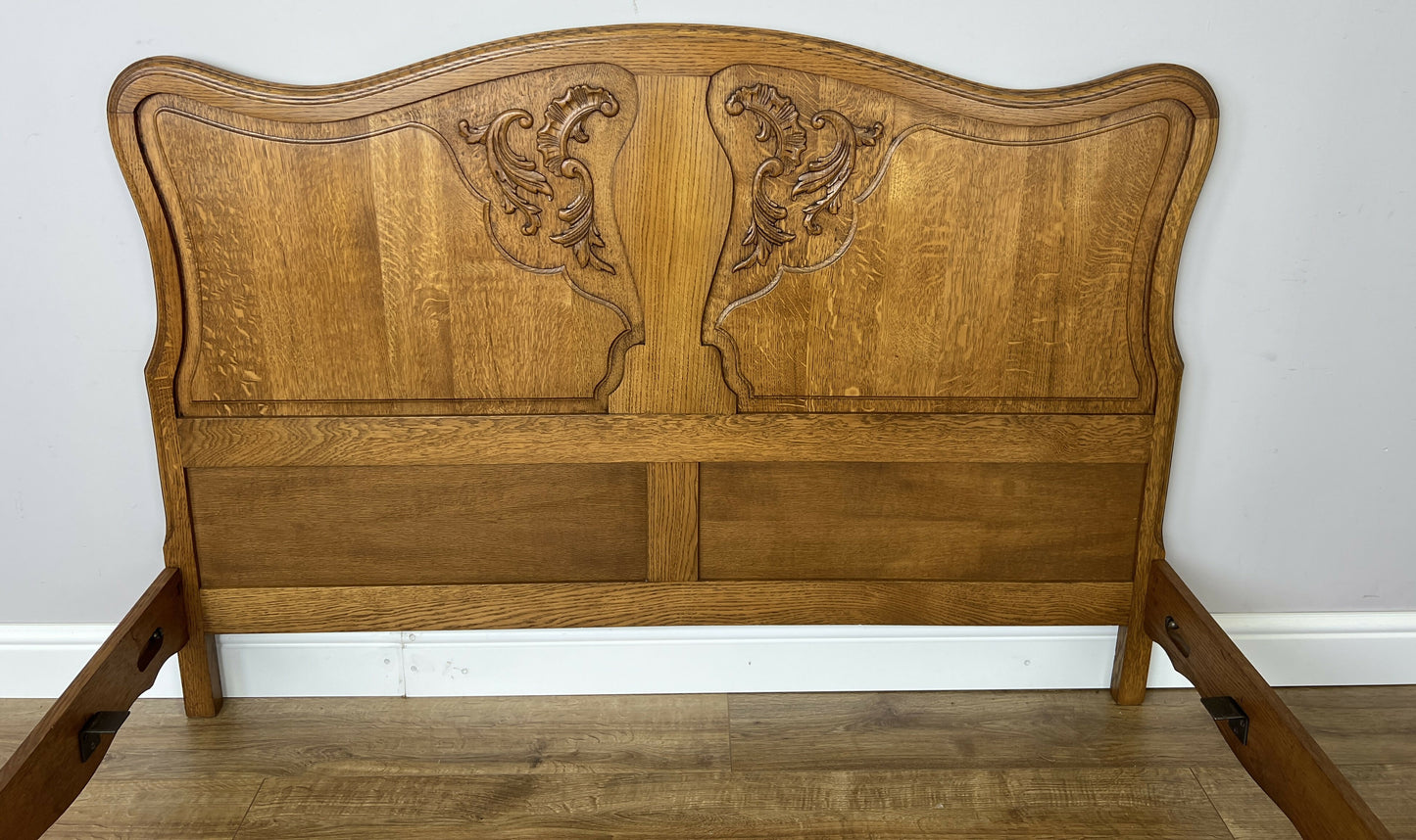 Bed Vintage French Louis XVI Double Bed Frame Oak Carved Headboard LOT 6459