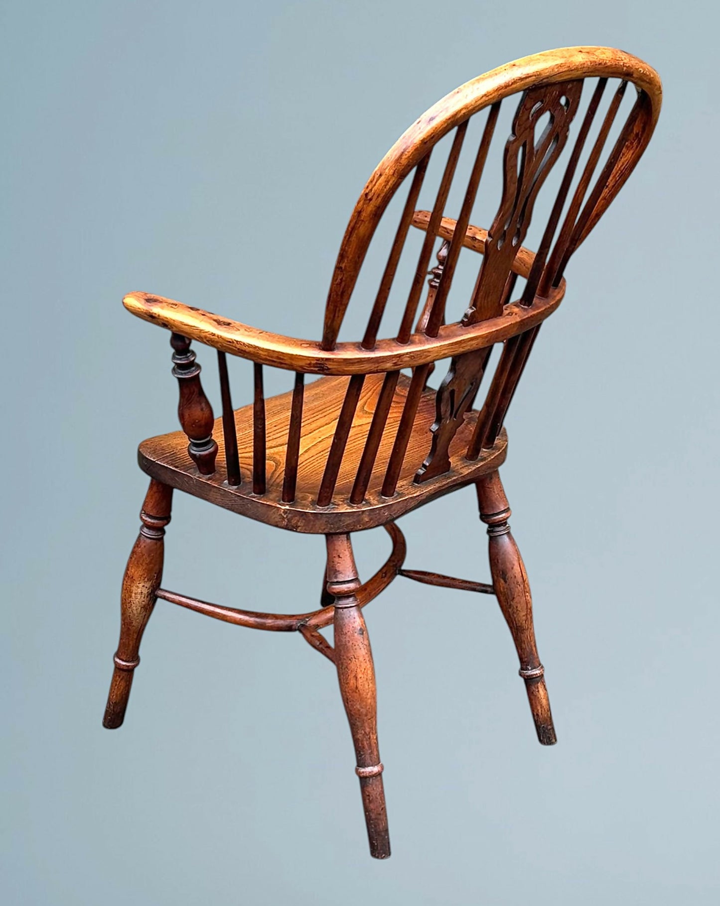 19th Century High Back Yew Wood Windsor Armchair