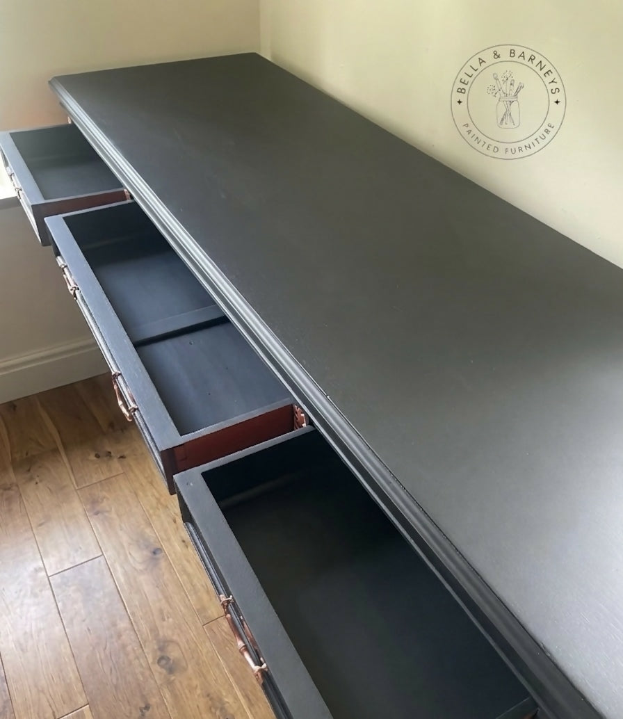 Statement Black and Copper Sideboard Solid Wood