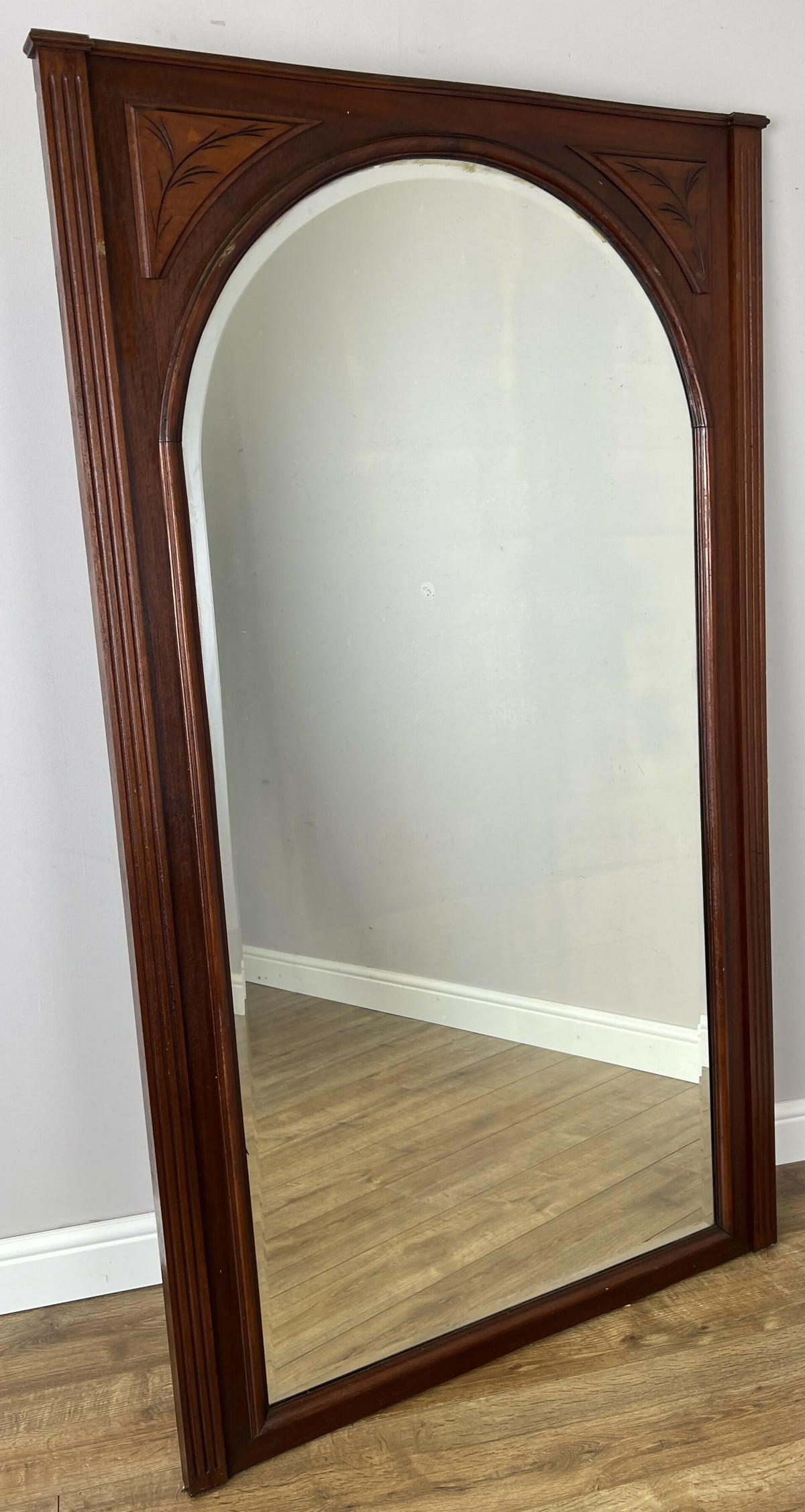Mirror Antique French Style Oak Arched Carved Large Wall Mirror LOT 6530
