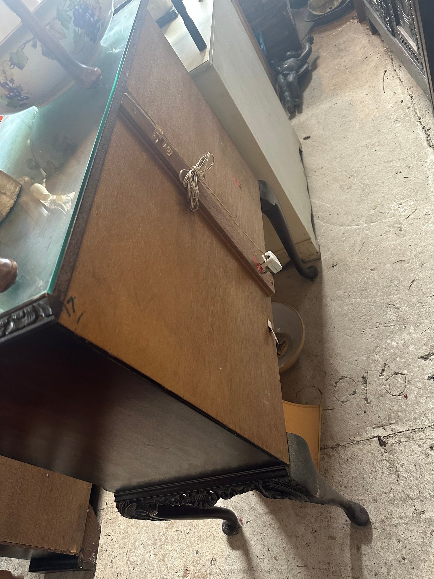 Vintage Drinks Cabinet With Glass Top
