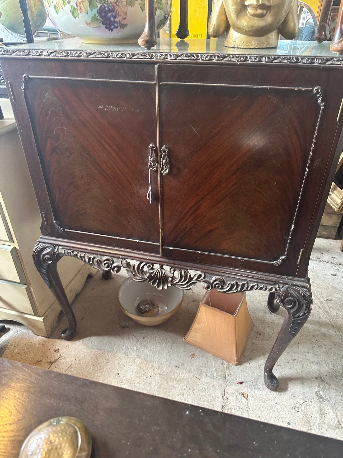 Vintage Drinks Cabinet With Glass Top