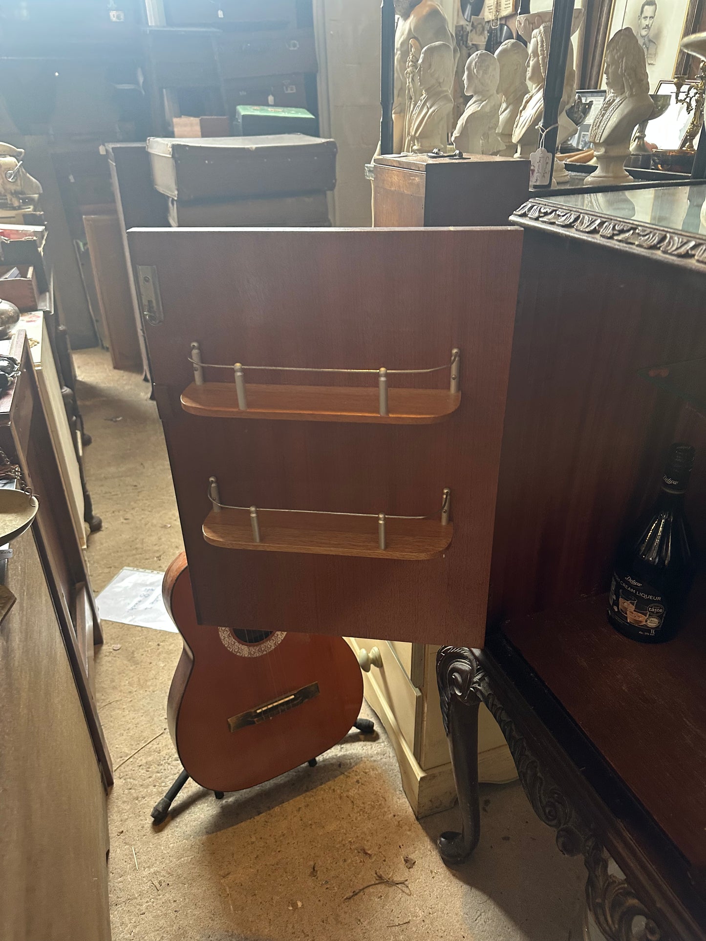 Vintage Drinks Cabinet With Glass Top