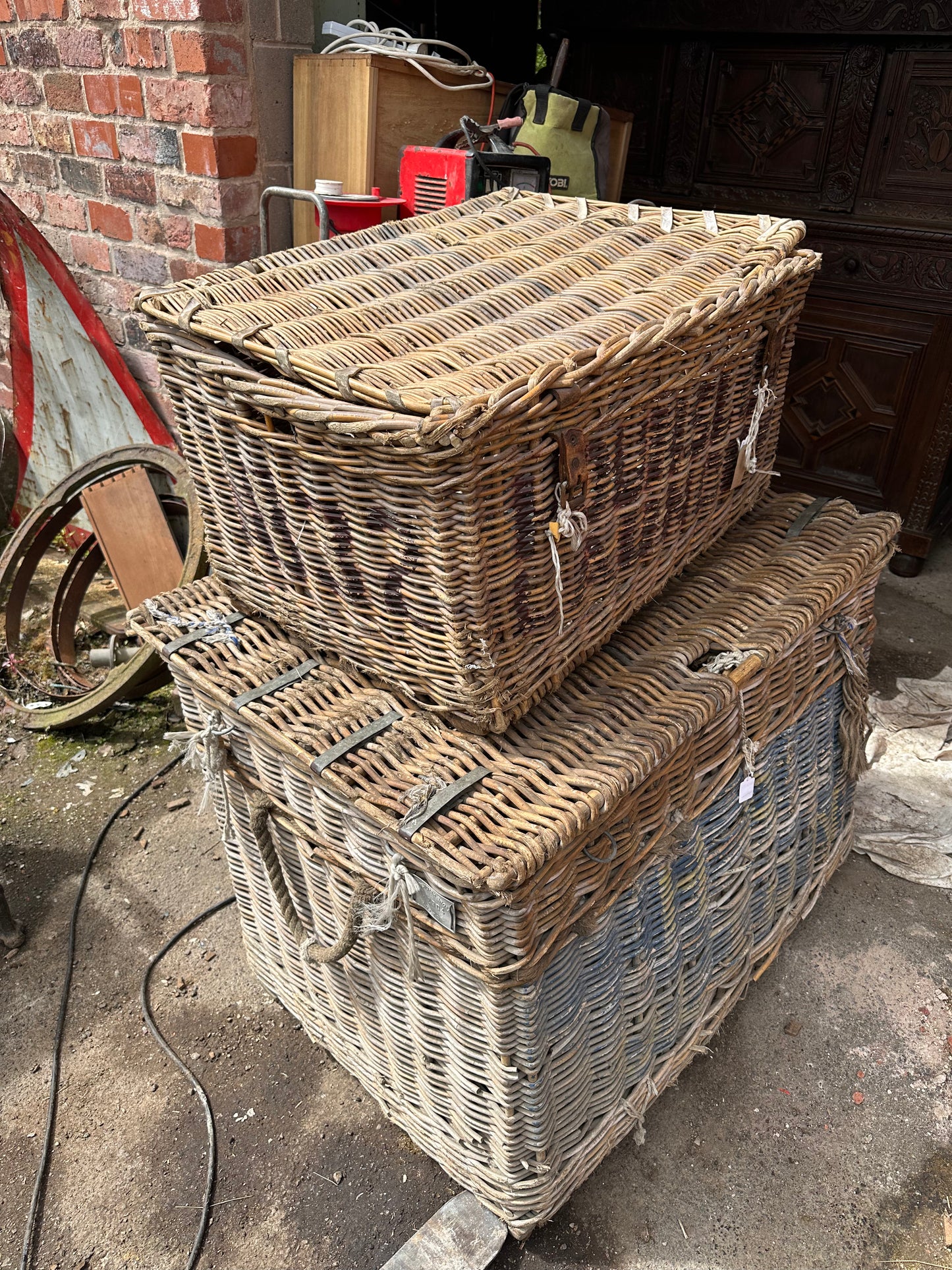 Two Vintage Wicker Storage Baskets