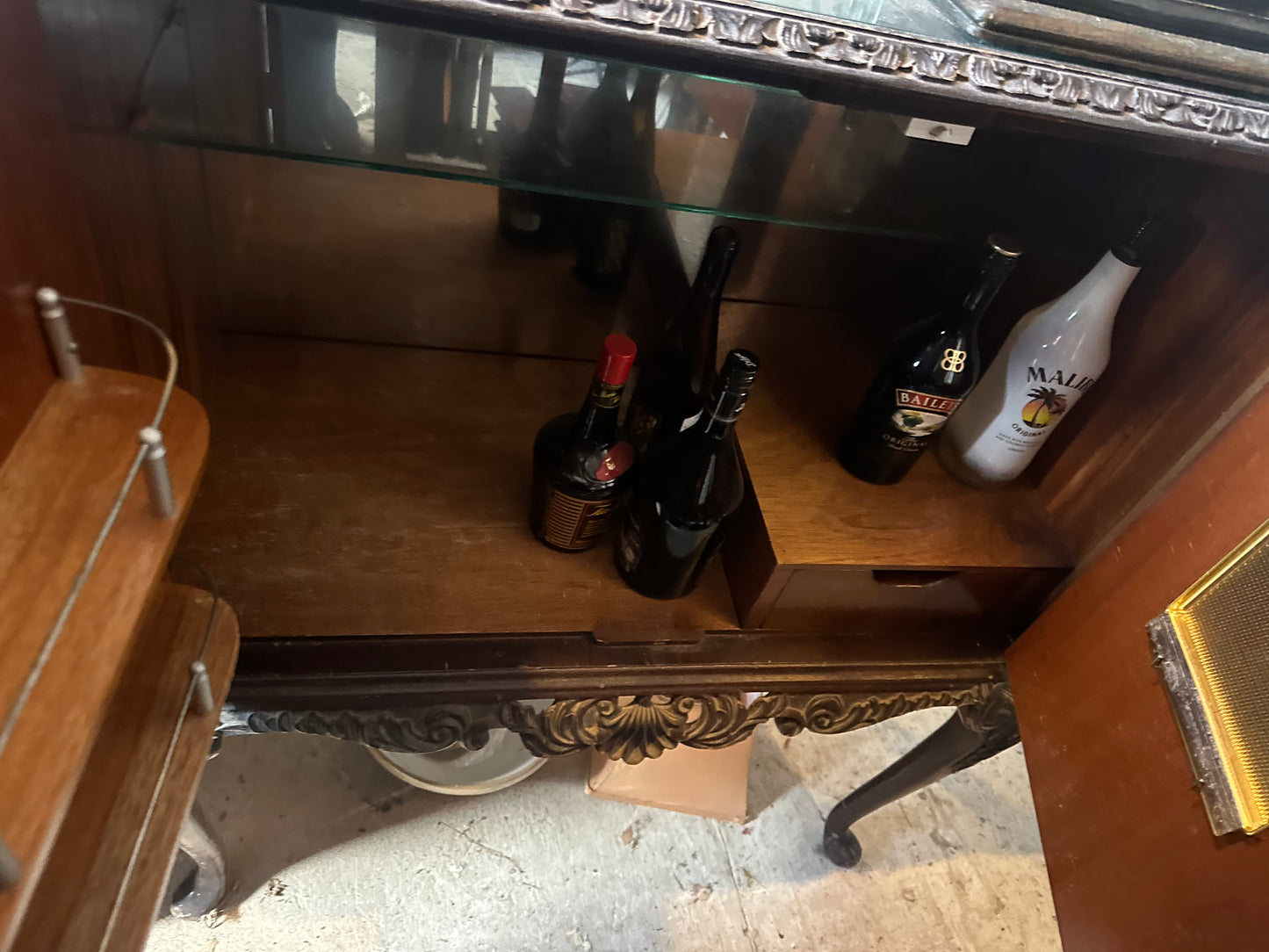Vintage Drinks Cabinet With Glass Top