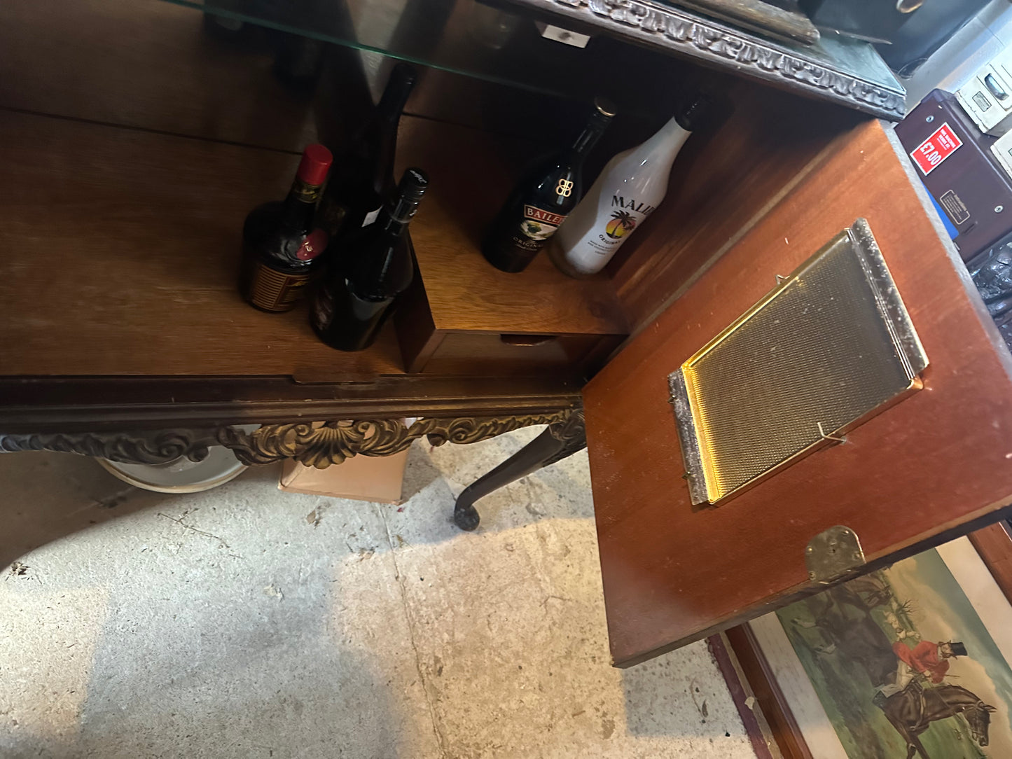 Vintage Drinks Cabinet With Glass Top