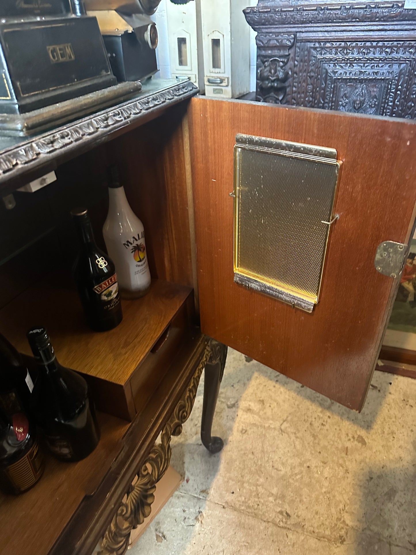 Vintage Drinks Cabinet With Glass Top