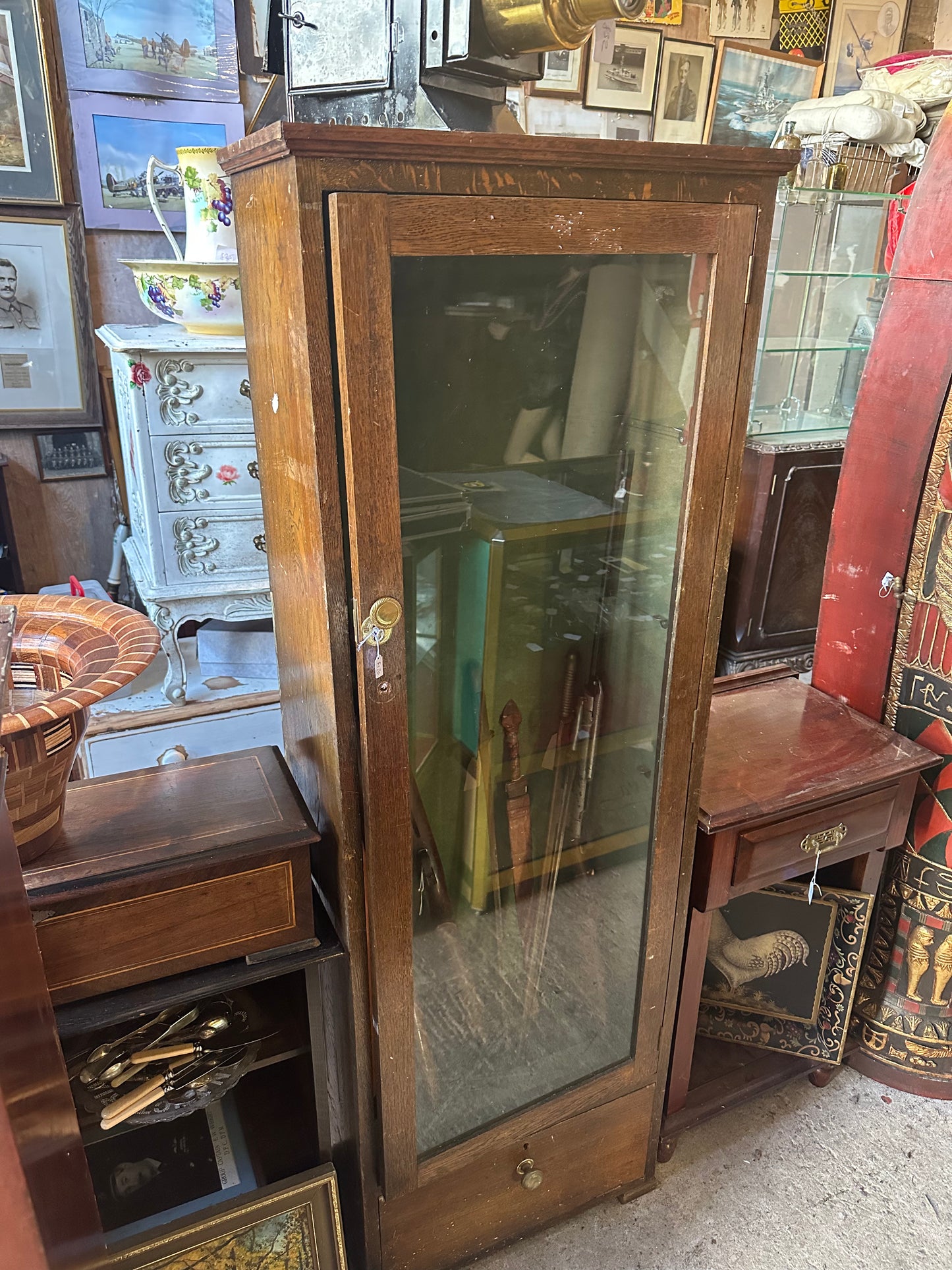 Tall Antique Gun Display Cabinet