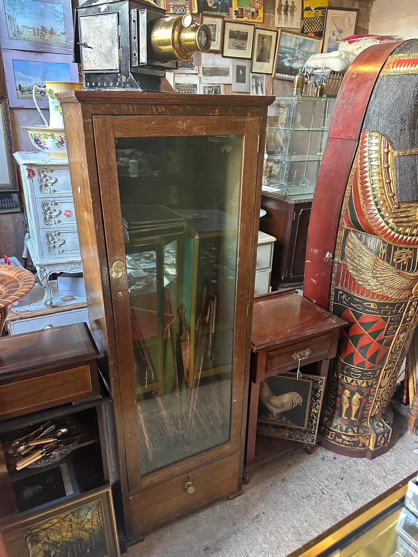 Tall Antique Gun Display Cabinet