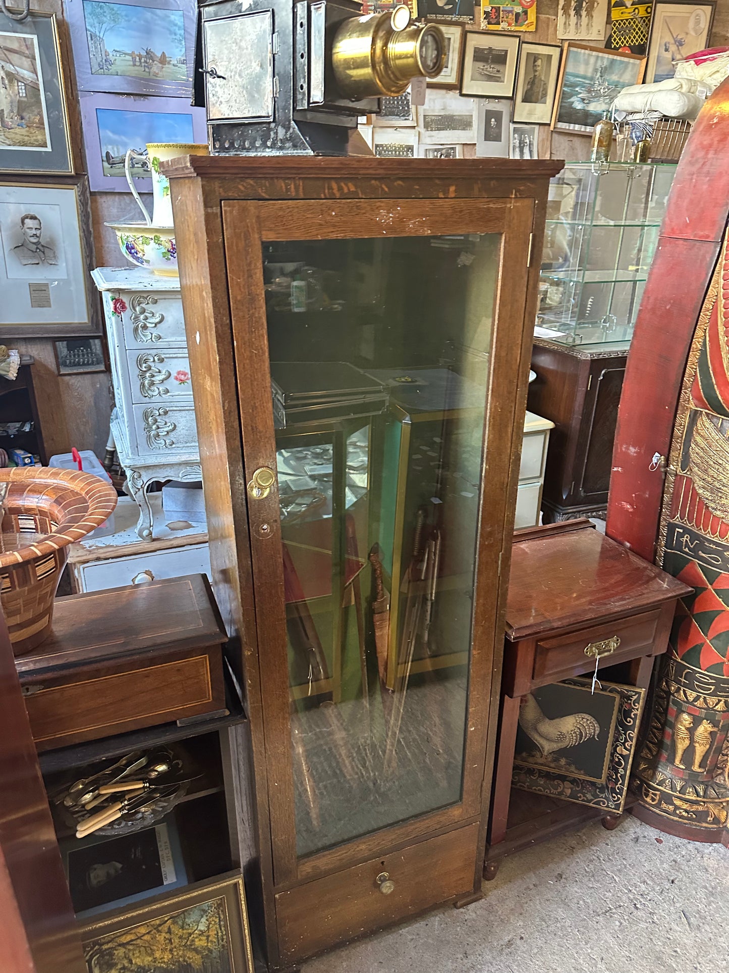 Tall Antique Gun Display Cabinet