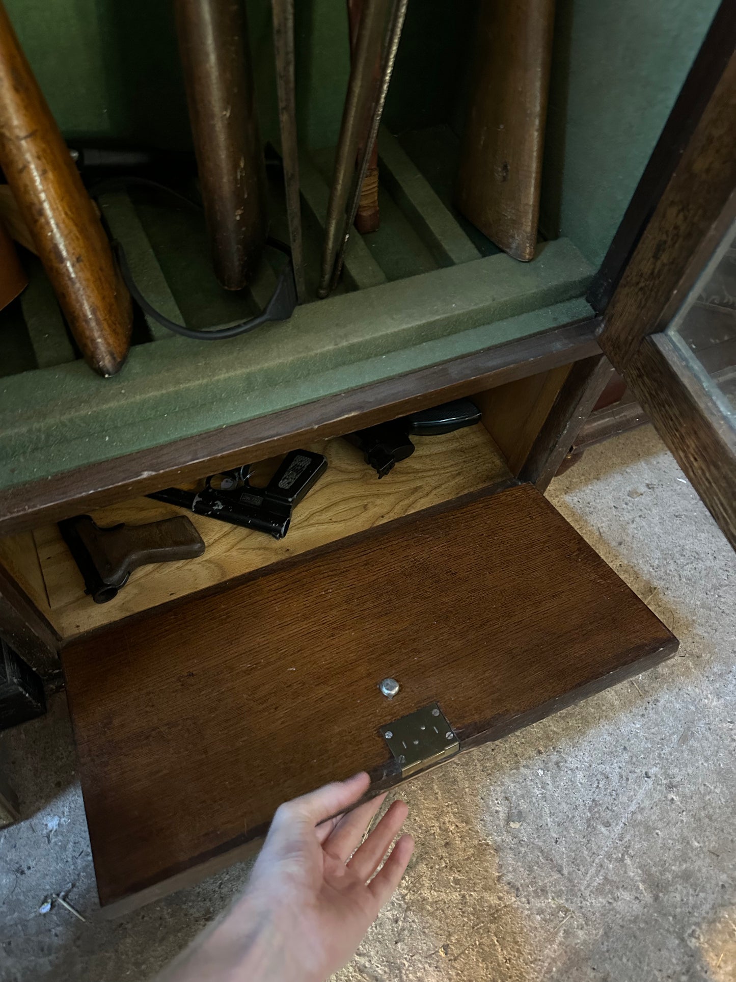 Tall Antique Gun Display Cabinet