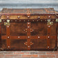 Antique Inspired English Leather Steamer Trunk Interior Coffee Table End Table