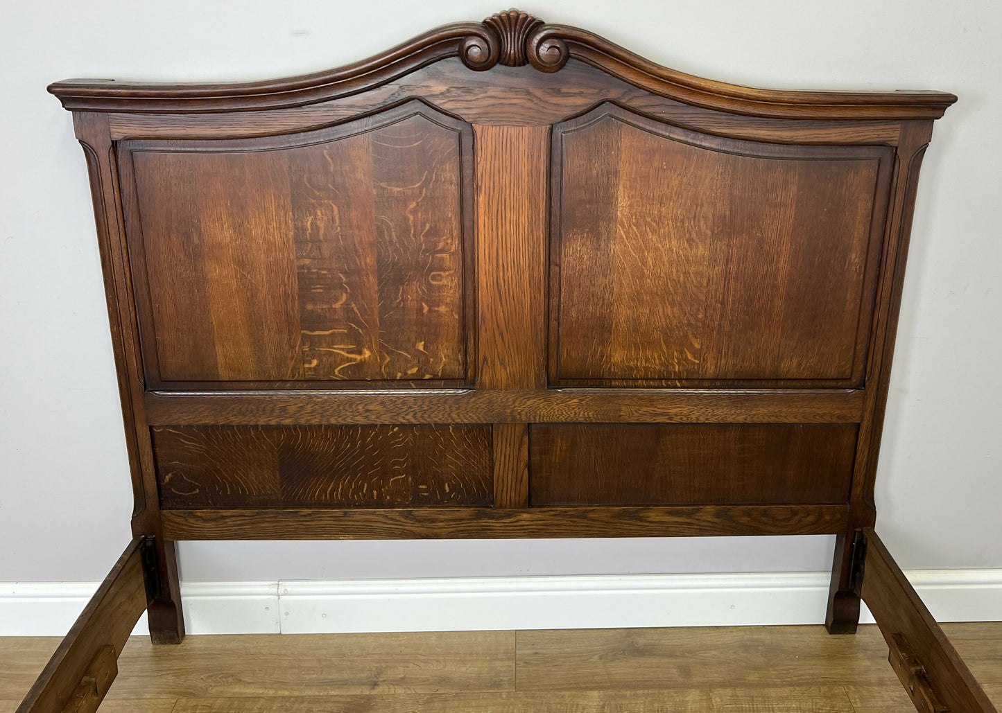 Bed Vintage French Louis XVI Oak Double Bed Frame Carved Headboard LOT 6378