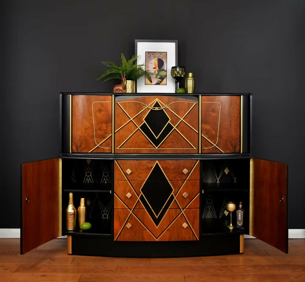 "The Washington", Art Deco Drinks Sideboard, BeautilityDrinks Cabinet, Cocktail