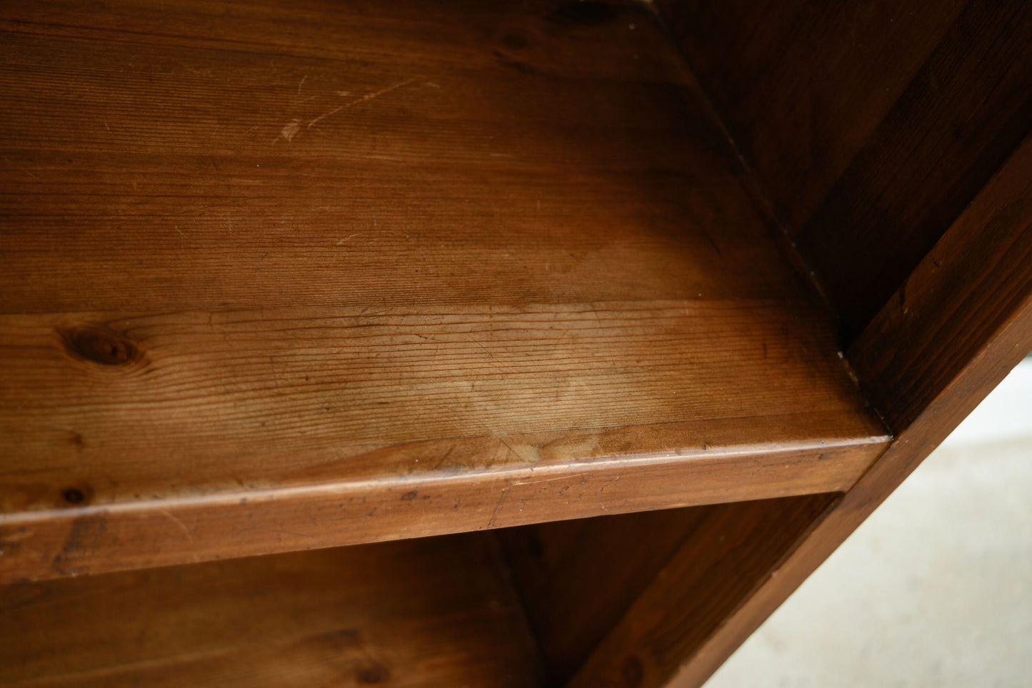 Tall Pine Bookcase with Drawers - Antique Finish