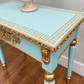 Neoclassical Grecian Console Table in Turquoise Blue & Gold Gilt