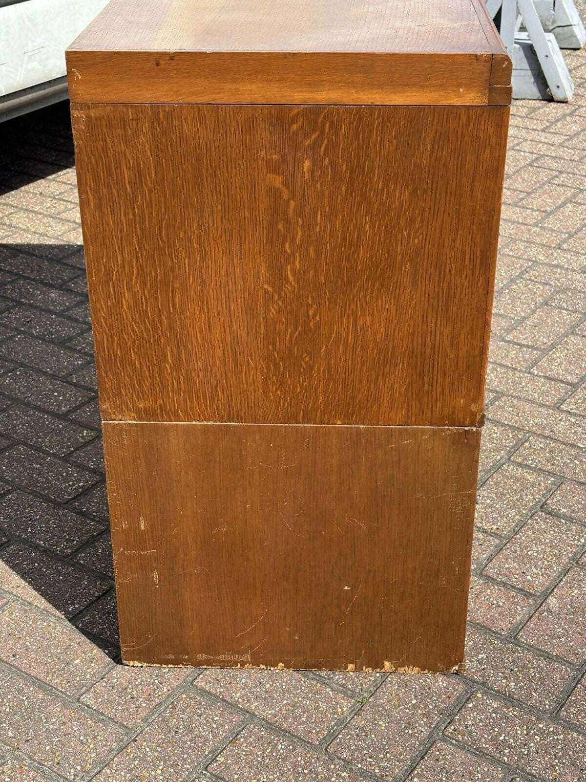 Large Vintage Edwardian Floor Standing Oak Filing Drawers. Cabinet Splits In Half.