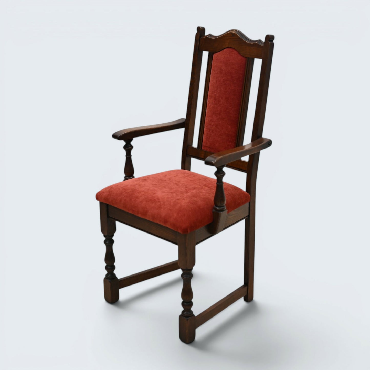 6 Old Charm Dining Chairs Burnt Red Upholstery Tudor Brown FREE UK Delivery