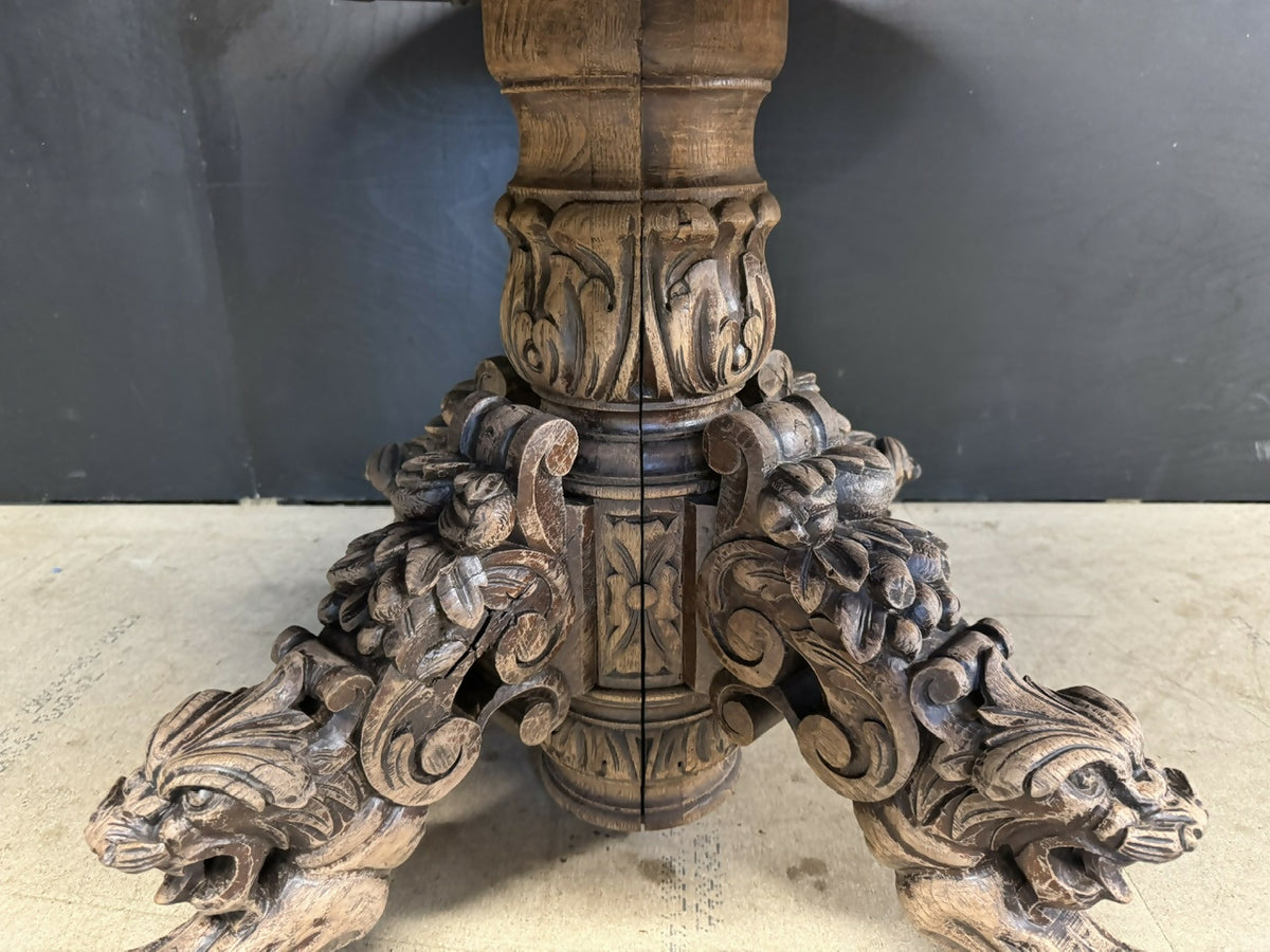 French Carved Oak Hunting Table