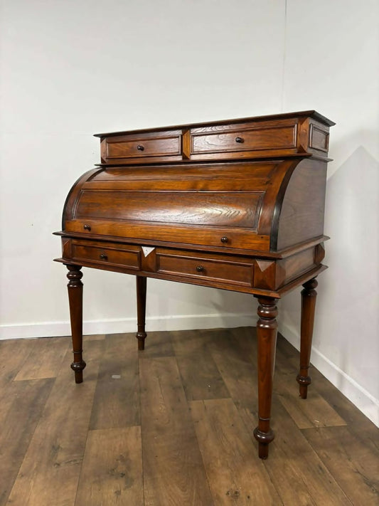 Reproduction Oak Cylinder Topped Desk / Bureau