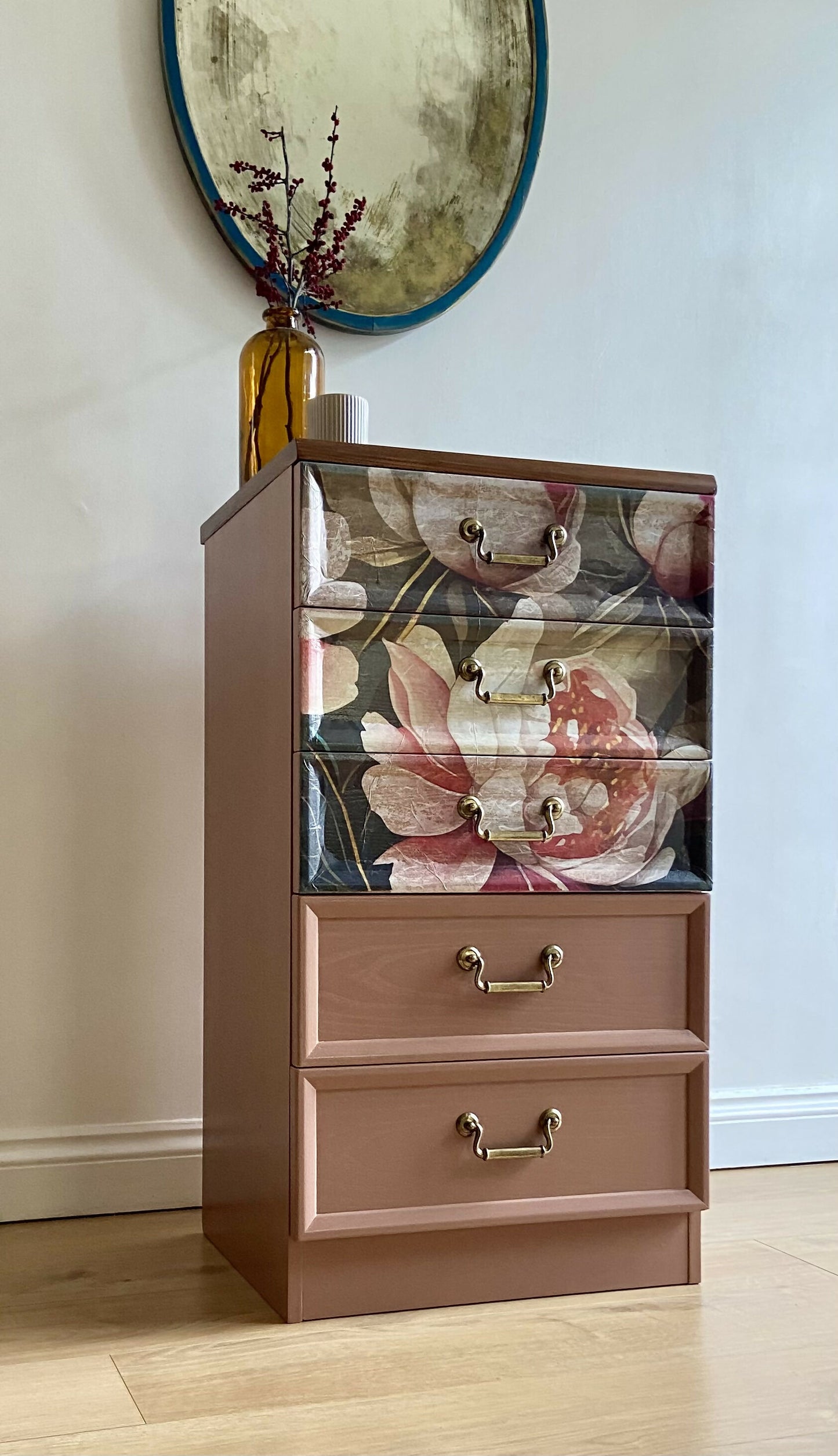 Chest of Drawers G- Plan -Hand -Painted in Dusky Terracotta