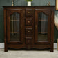 Solid Dark Oak Glazed Bookcase/Display Cabinet with Drawers - Ludwik Styl