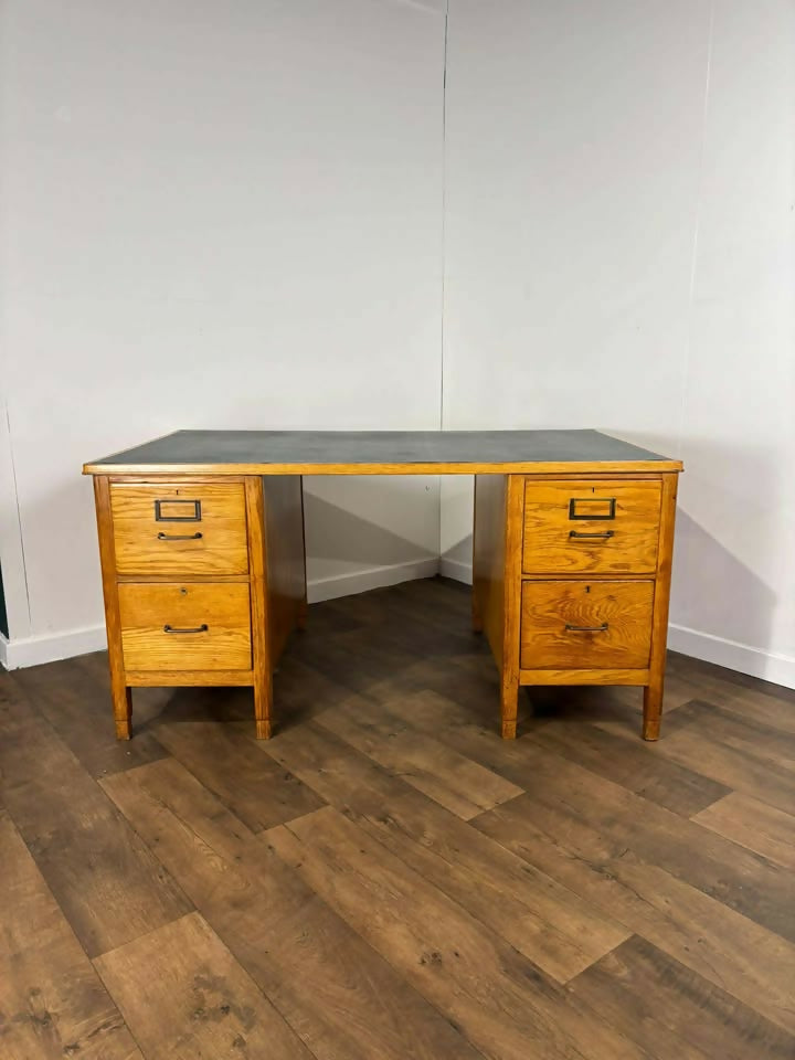 Vintage 1930’s Oak Teacher’s Pedestal Desk