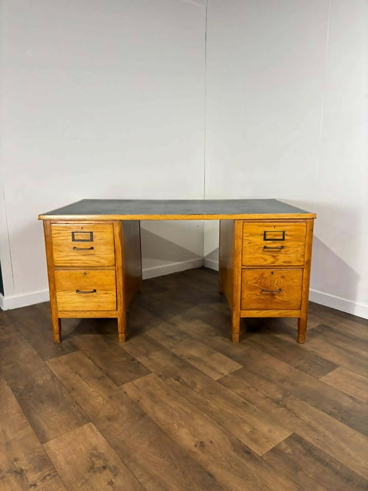 Vintage 1930’s Oak Teacher’s Pedestal Desk
