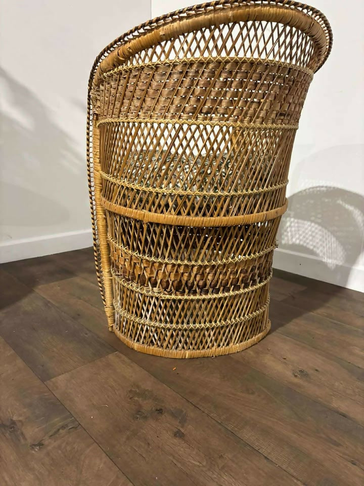 Vintage Wicker Bedroom Chair with Cushion